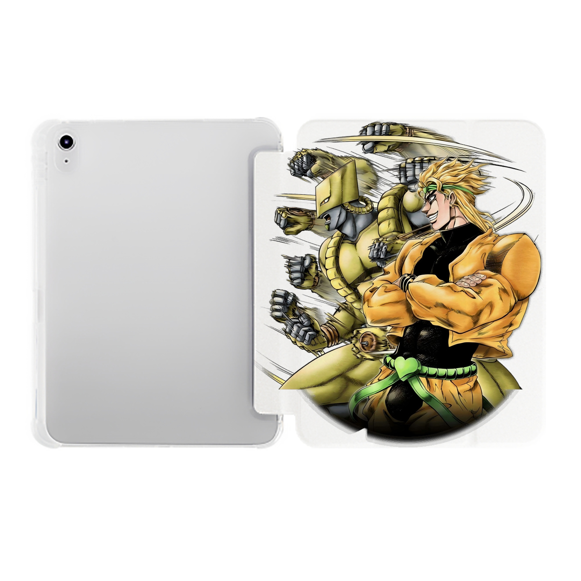 （画像用） ジョジョの奇妙な冒険 ディオ?ブランドー JoJo's Bizarre Adventure Dio Brando IPad ケース ペン収納付き 三つ折りスタンド PUレザー×シリコン 対応機種9.5/10.5/10.9インチ